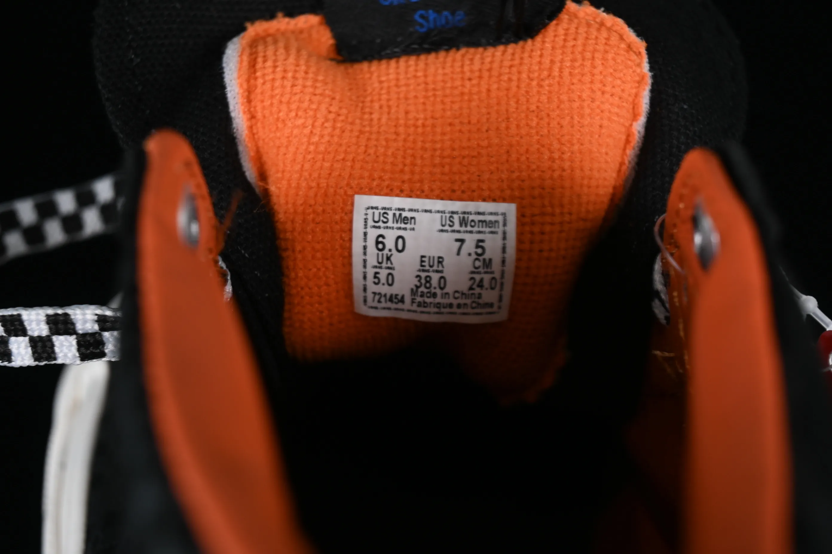 All categories Vans Vans series Vans Mid Vans SK8-Mid Vans mid-top black dark checkerboard Chinese casual sneakers VN0A391FJB2